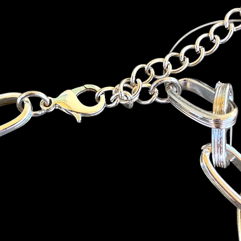 Silver Oval Crystal Handmade Link Necklace - Picture 9 of 9